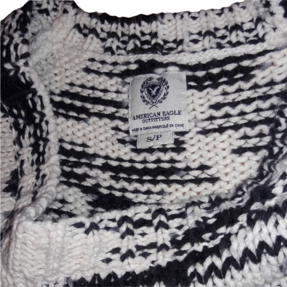 American eagle outfitters knit sweater navy cream size small petite - Picture 7 of 8